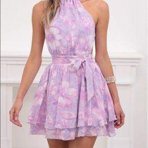 Brielle Floral Halter Dress in Lilac